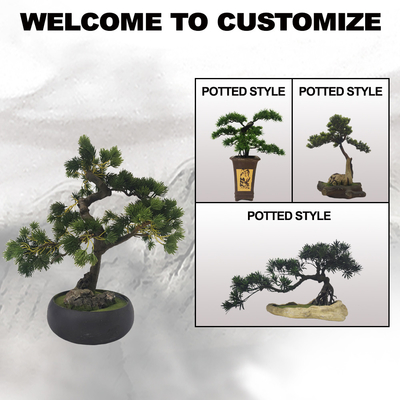 Custom Size Artificial Bonsai Office Silk Potted Palnts Desk Decoration Vibe Green Plants
