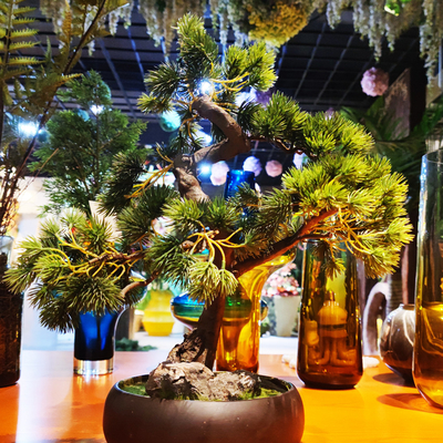 Custom Size Artificial Bonsai Office Silk Potted Palnts Desk Decoration Vibe Green Plants