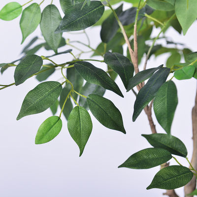 Haihong Manufacturer silk leaves 6 ft artificial ficus tree​  and Natural Trunk, Faux Ficus Tree with Plastic Pot, Fake Ficus Tree for Office Home Farmhouse for Indoor Outdoor Decor