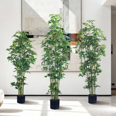 Künstliche Mehrstammige Schefflera Pflanze 120cm 150cm 180cm | Kunstpflanze Arboricola für Innenbüro & Heimdekoration