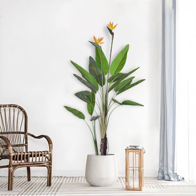 haihong Artificial plant Silk Bird of Paradise Tropical Palm Tree Potted Plant for Decor