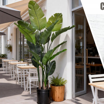 Hochwertige, naturgetreue Blätter, künstliche Pflanze Strelitzia Nicolai, feuerbeständiger Kunst-Paradiesvogel für Innen- und Außenbereich