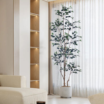 Indoor/Outdoor UV Protected Artificial Plants Banyan Tree High-Fidelity PE Decorative Art High-Low Leaves for Easter Home Decor