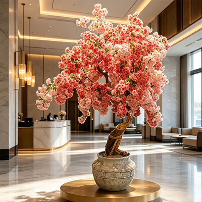 Künstlicher Kirschblütenbaum mit echtem Holzstamm und Seiden-Sakura-Blumen für Hochzeitsdekorationen im Innen- und Außenbereich